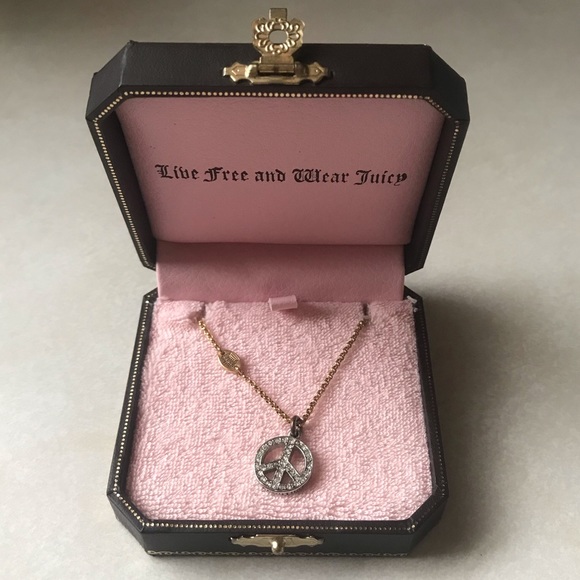 Juicy Couture Jewelry - Juicy Couture pave rhinestone peace sign necklace
